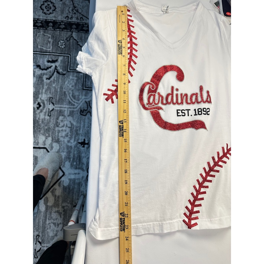 St. Louis Cardinals T-Shirt Women's Baseball V-Neck Sparkle MLB‎ Licensed - Picture 9 of 14